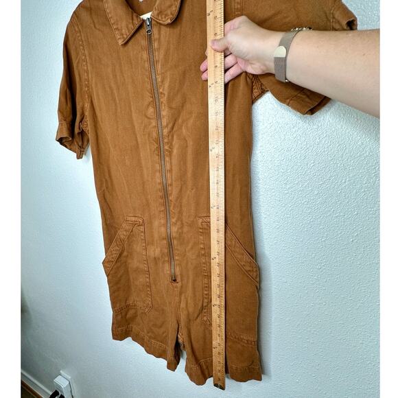 Everlane The Denim Short Coverall Organic Cotton Brown Rust Romper 6 - Picture 13 of 14